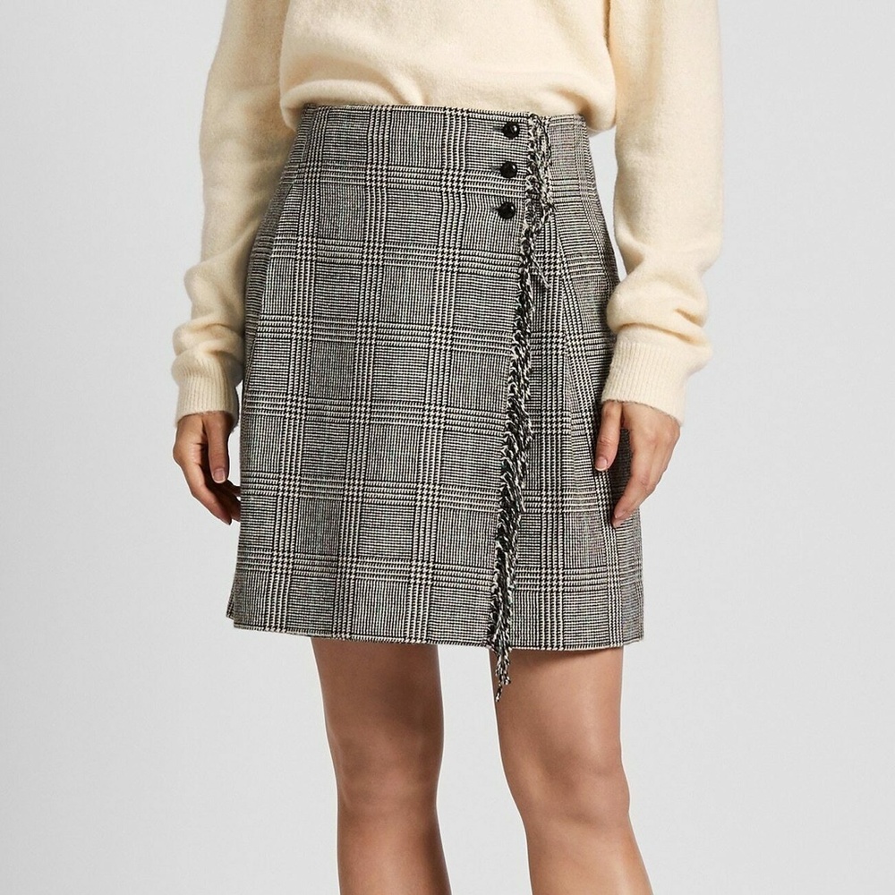 UNIQLO Ines de la Fressange IDLF Wool Blend Fringe Mini Skirt Size 8